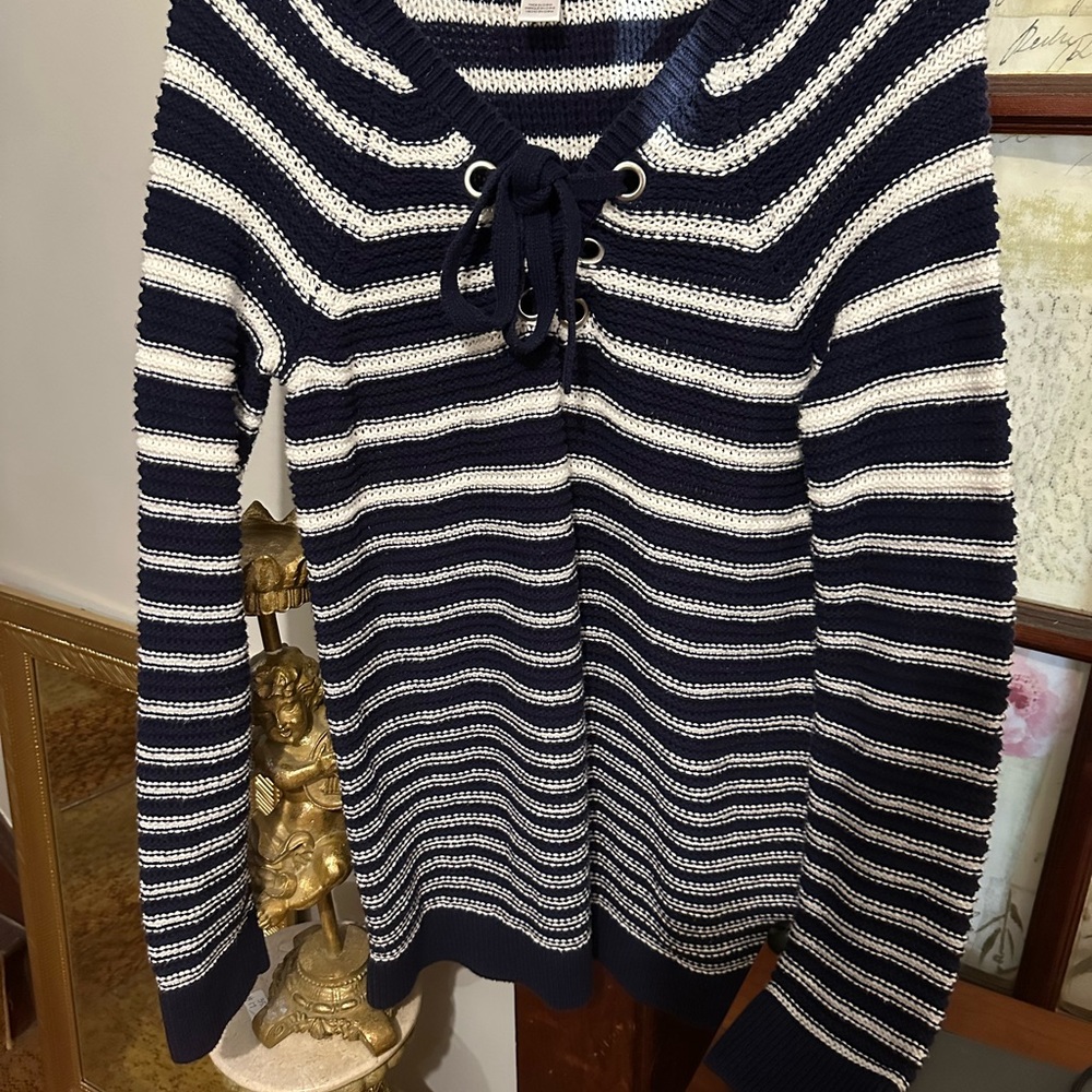 Motherhood - Maternity; Navy and White Striped Sweater